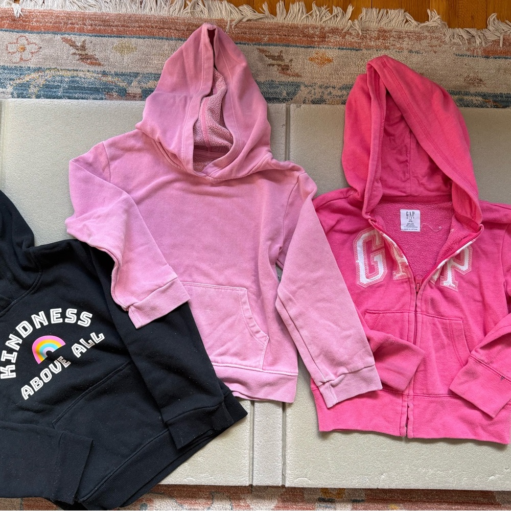 Girls 4T Cozy Hoodies Bundle of 3 Gap and Cat & Jack Good Used Condition